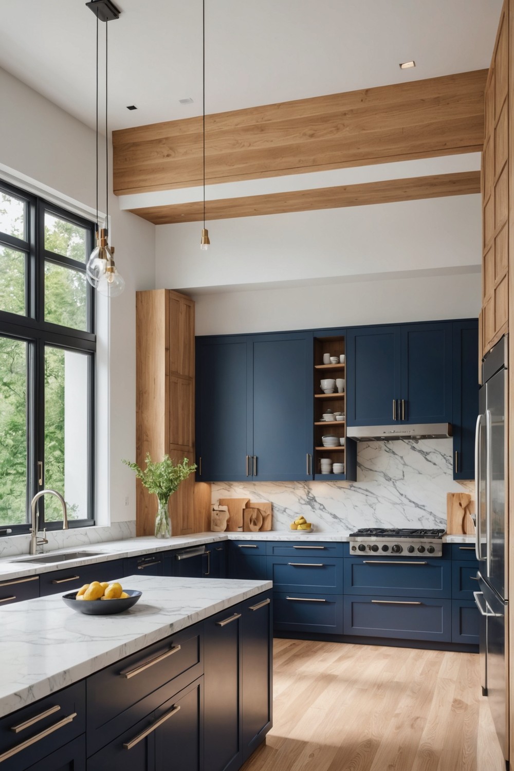 Two-Tone Delight: White Oak Cabinets with Contrasting Colors