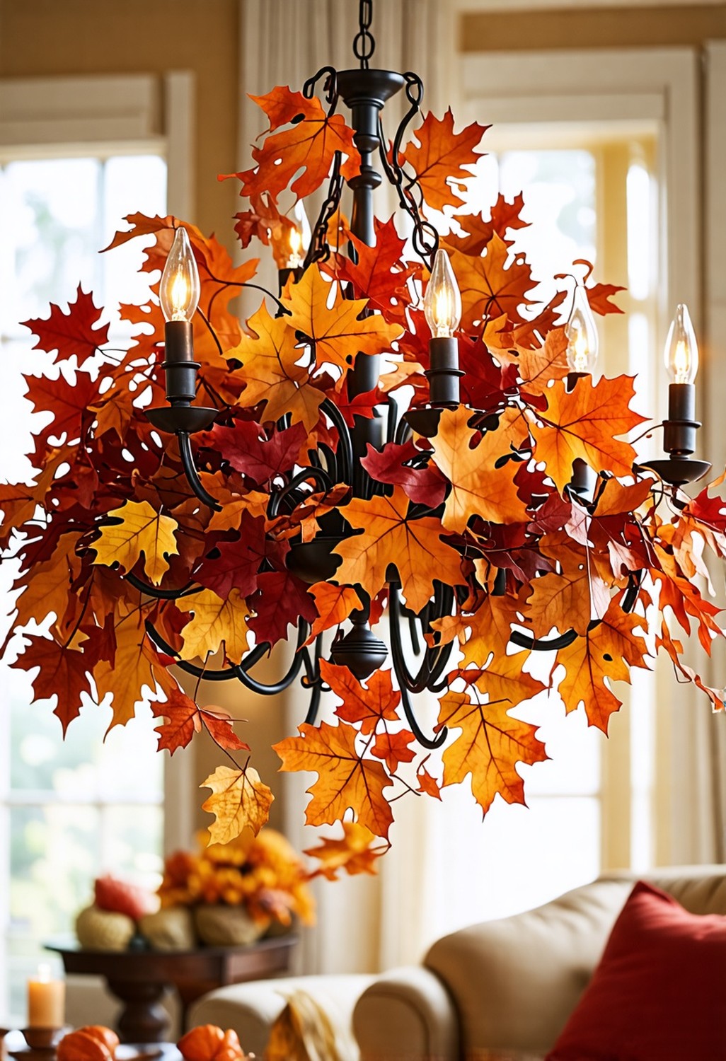 Chandeliers Adorned with Leaves