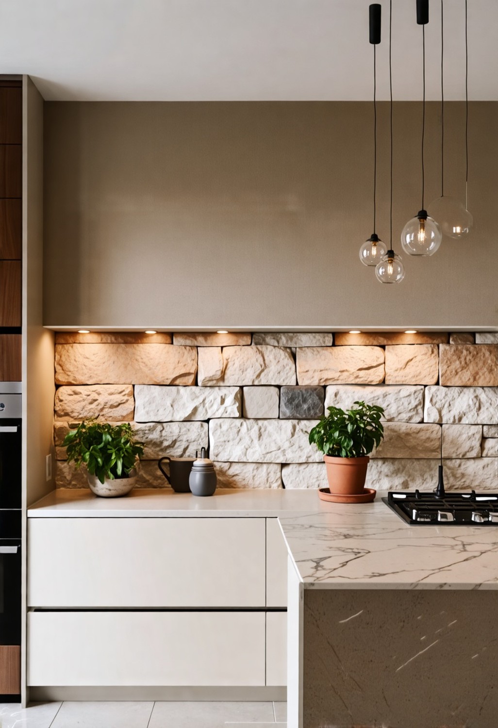 Install a Stone or Brick Backsplash