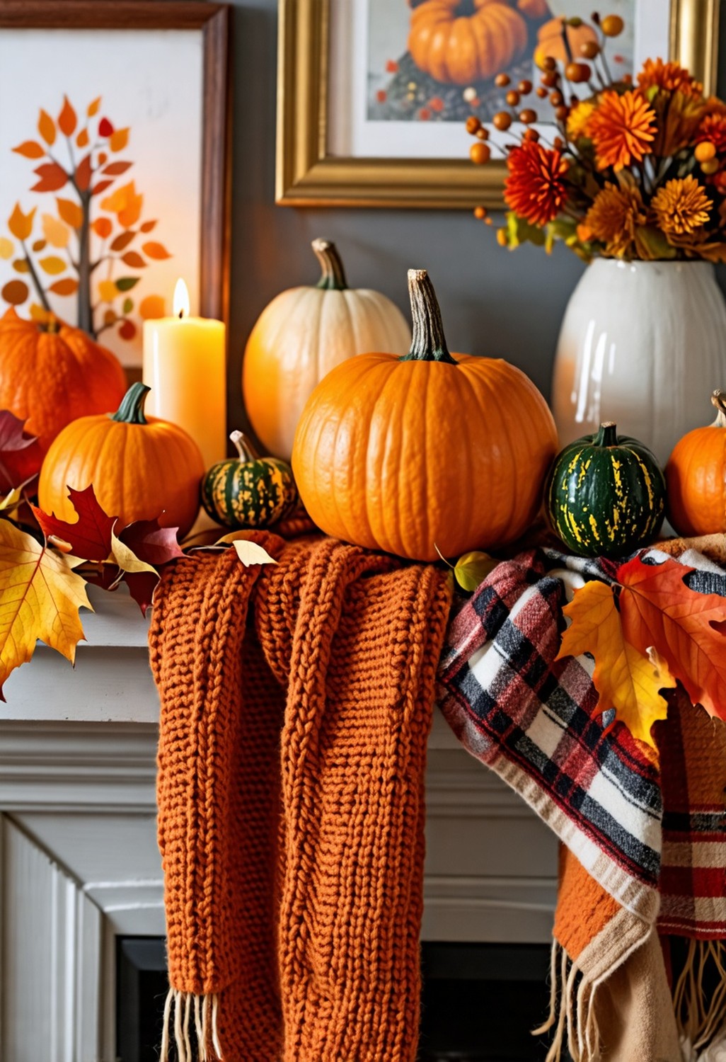 Mantel Decor with Seasonal Touches