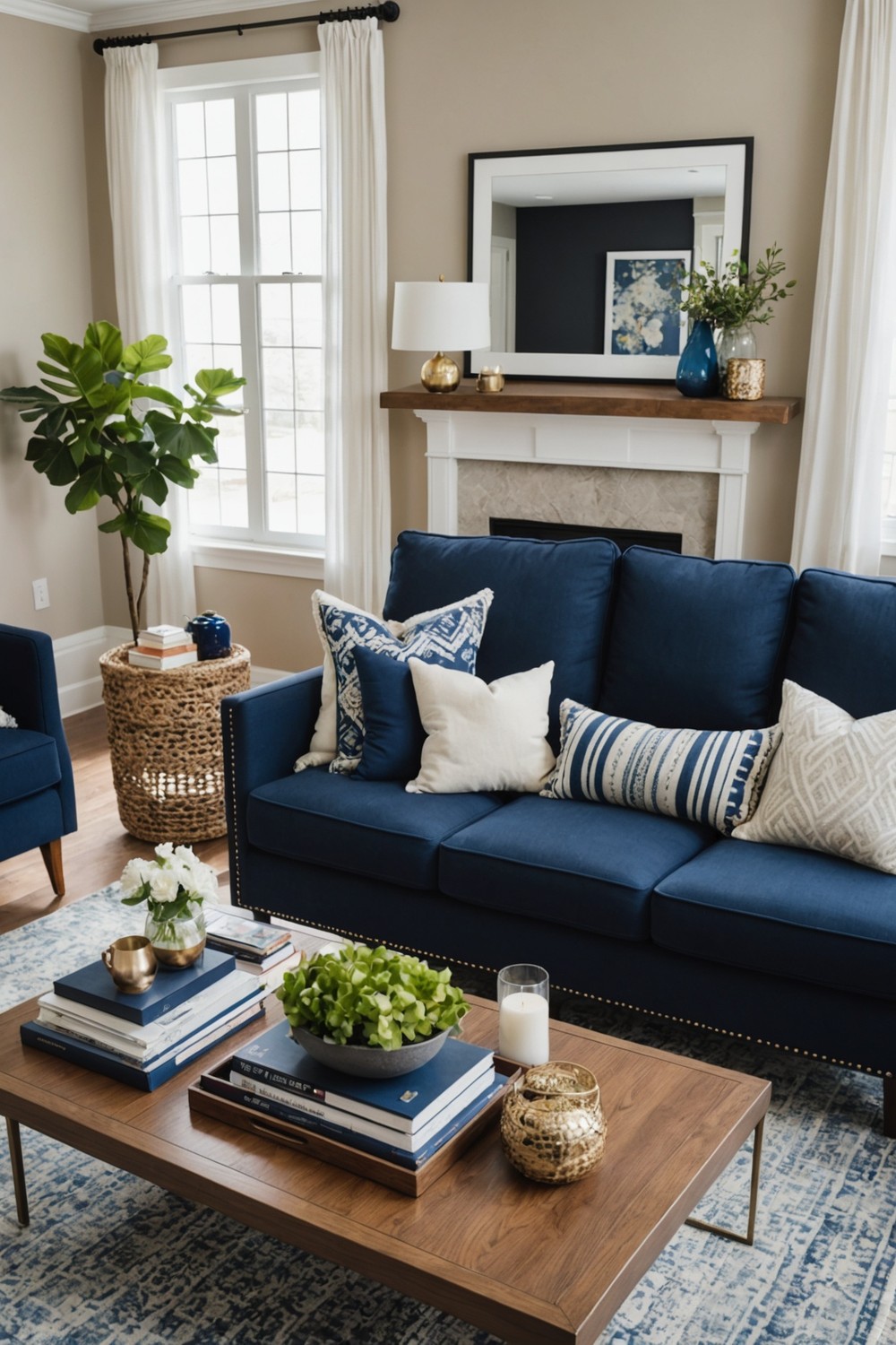 Navy Sofa in a Family-Friendly Space