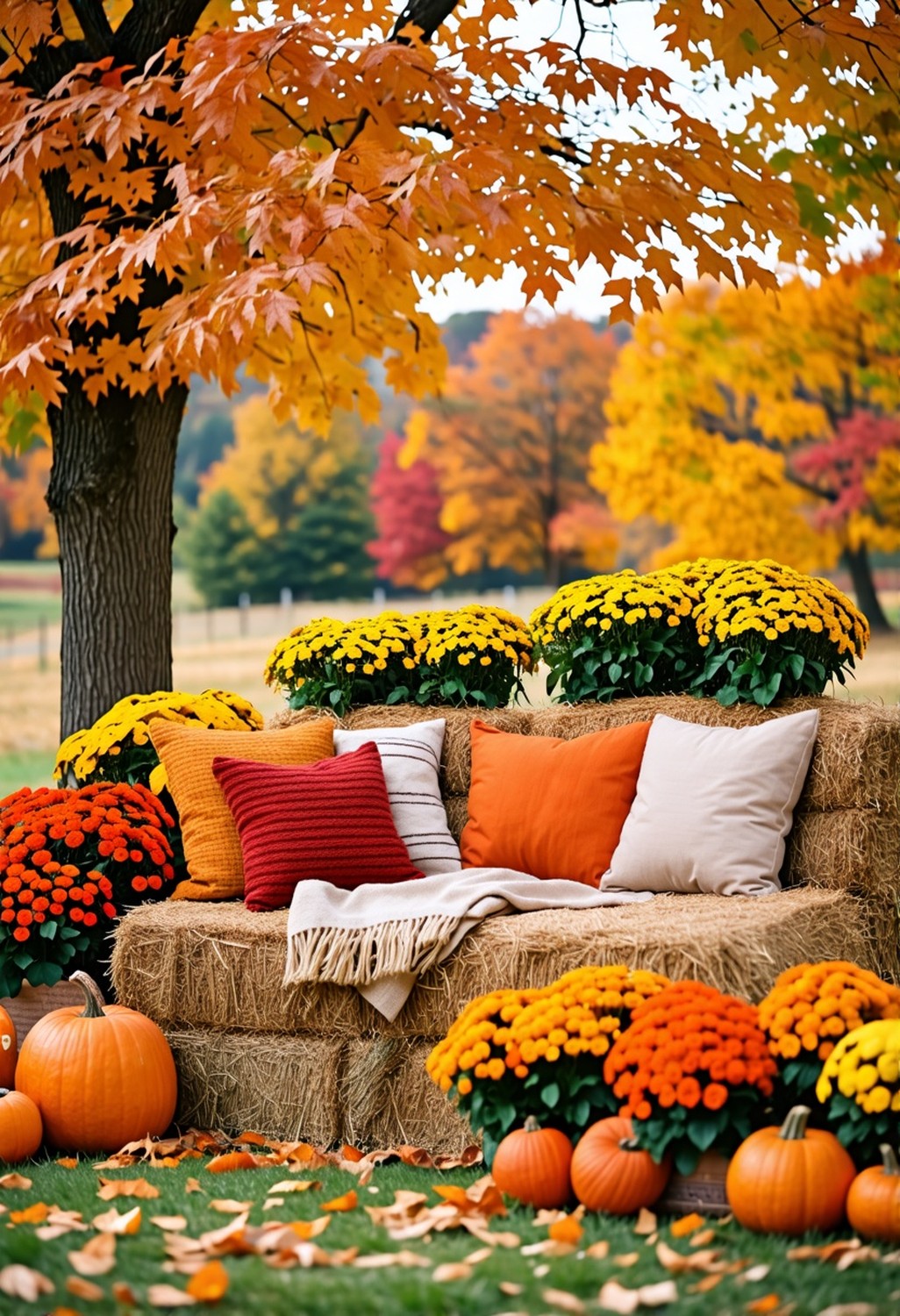 Outdoor Decor with Hay Bales