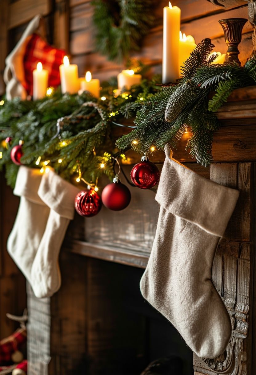 Rustic Wood Mantel Displays