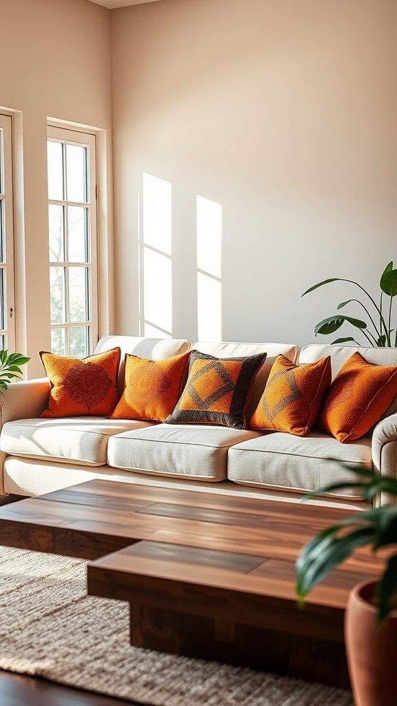 Accent Pillows in Orange and Brown Patterns