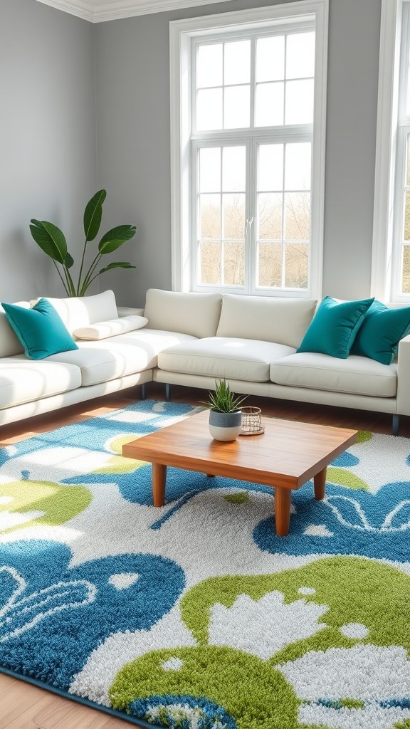 Add a Blue and Green Area Rug