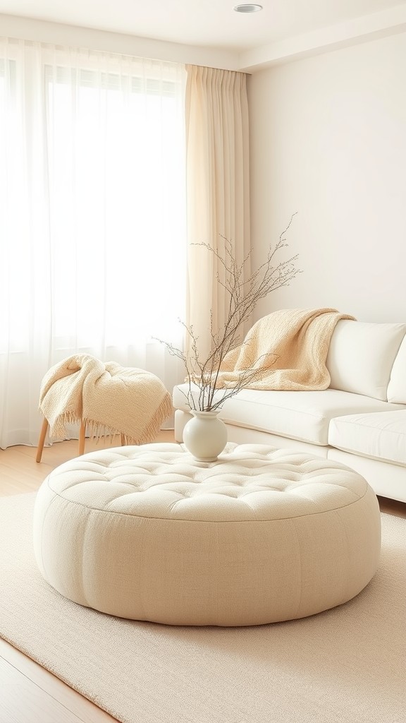 Add a Soft Beige Ottoman