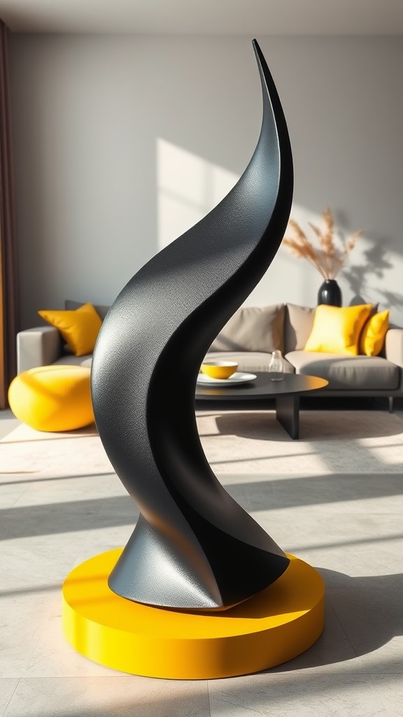 Artistic Black and Yellow Sculptures