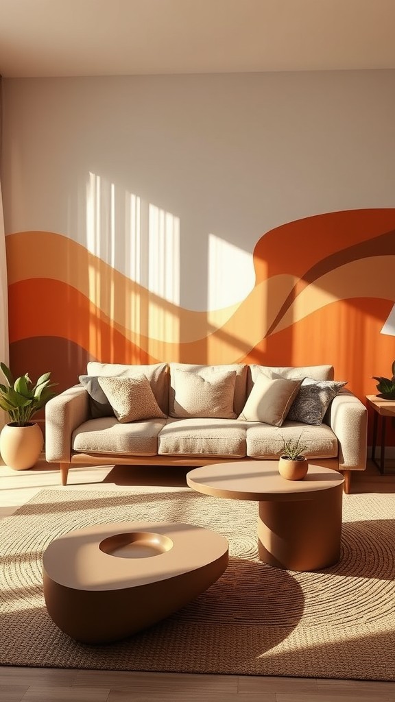 Artistic Wall Mural in Earthy Tones