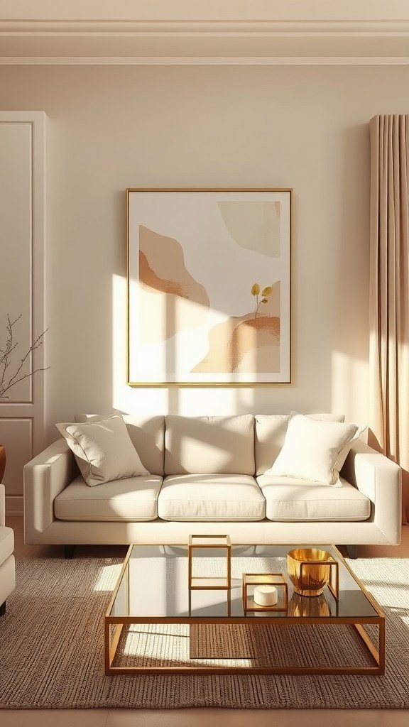 Beige and Gold Artwork for Visual Interest