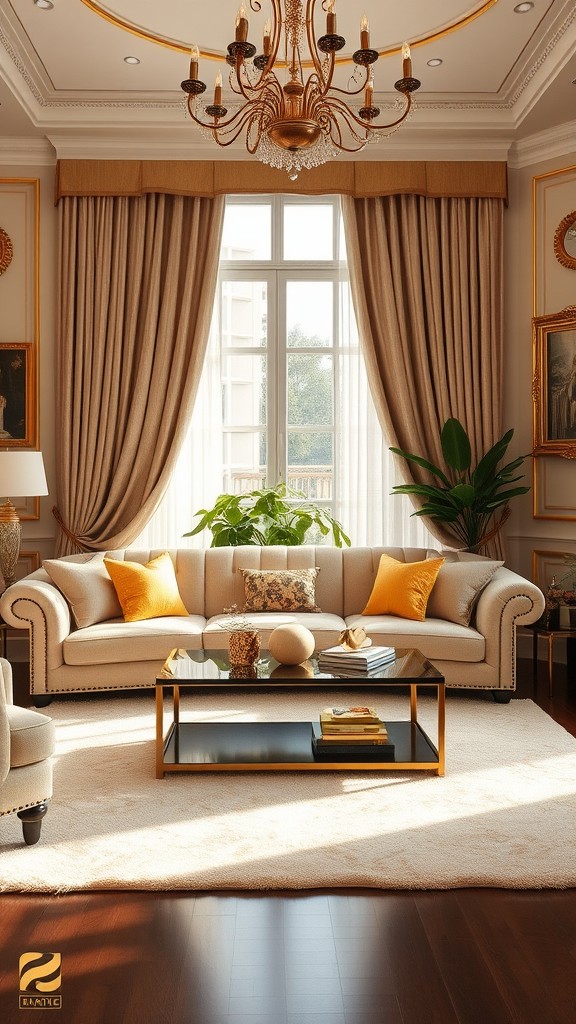 beige and gold living room decor ideas