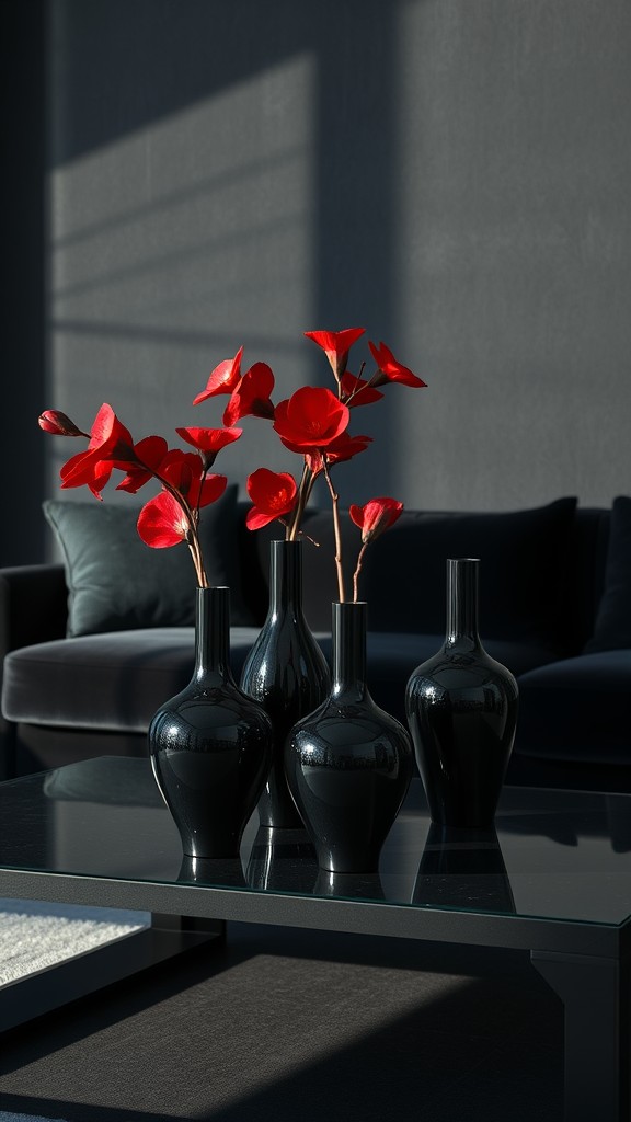 Black and Red Decorative Vases