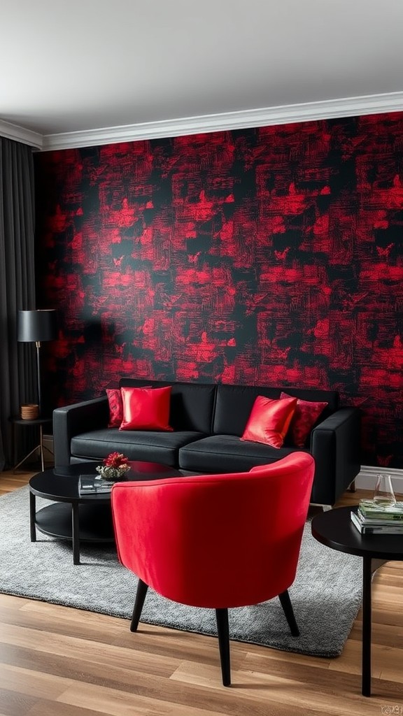 Black and Red Patterned Wallpaper