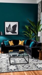 black and teal living room decor ideas