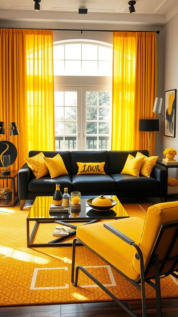 black and yellow living room decor ideas