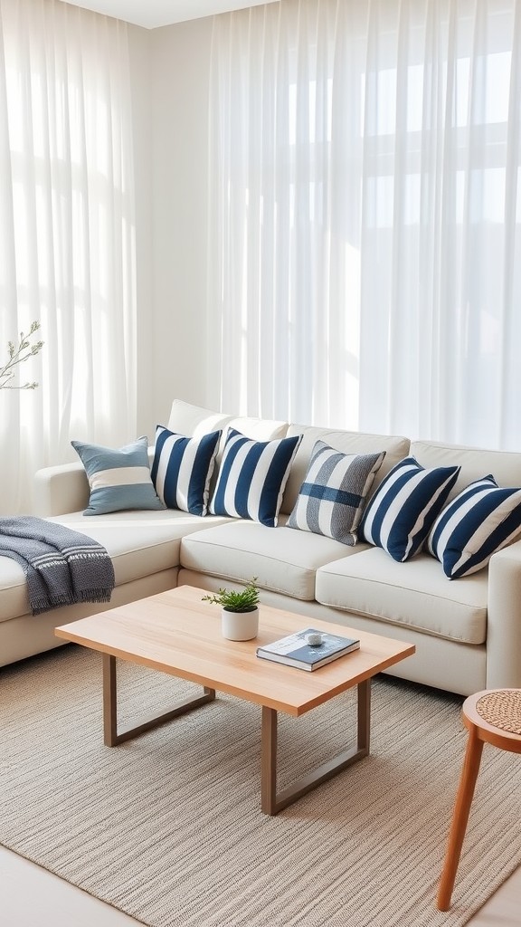 Blue and White Striped Cushions