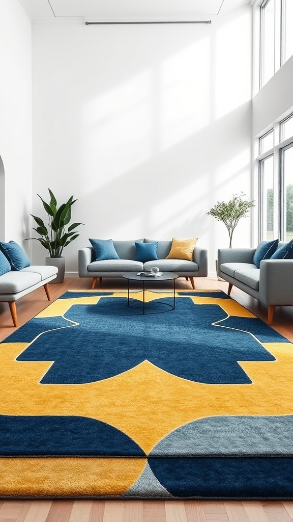 Blue and Yellow Area Rugs