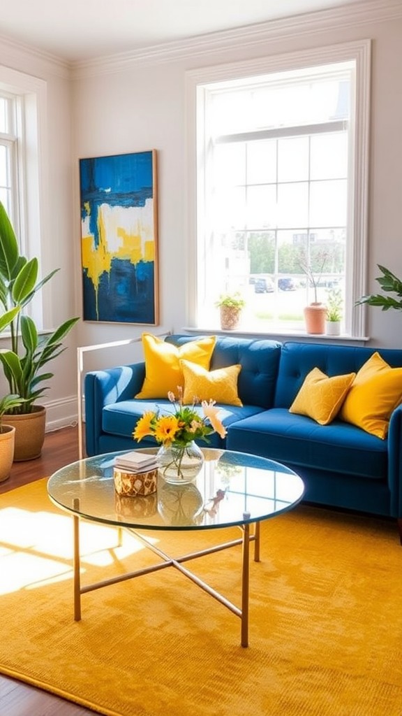 blue and yellow living room decor ideas