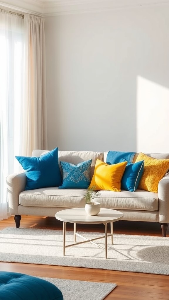 Blue and Yellow Throw Pillows