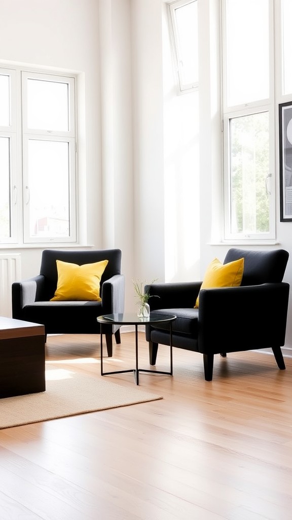 Bold Black and Yellow Accent Chairs