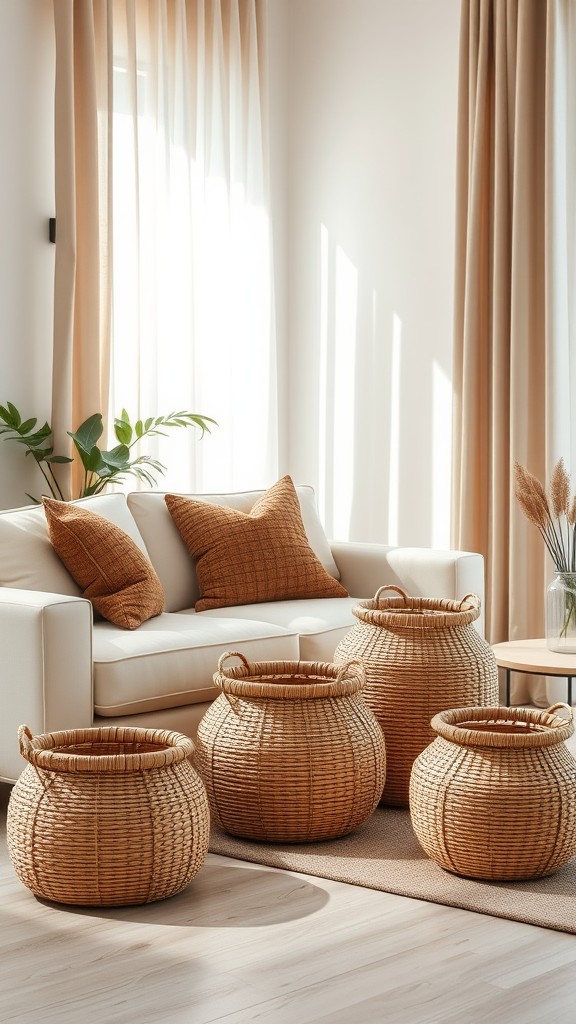 Brown Woven Baskets for Storage