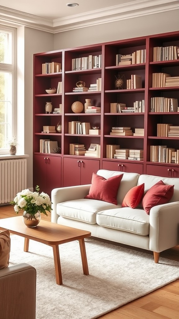 Burgundy Bookshelves