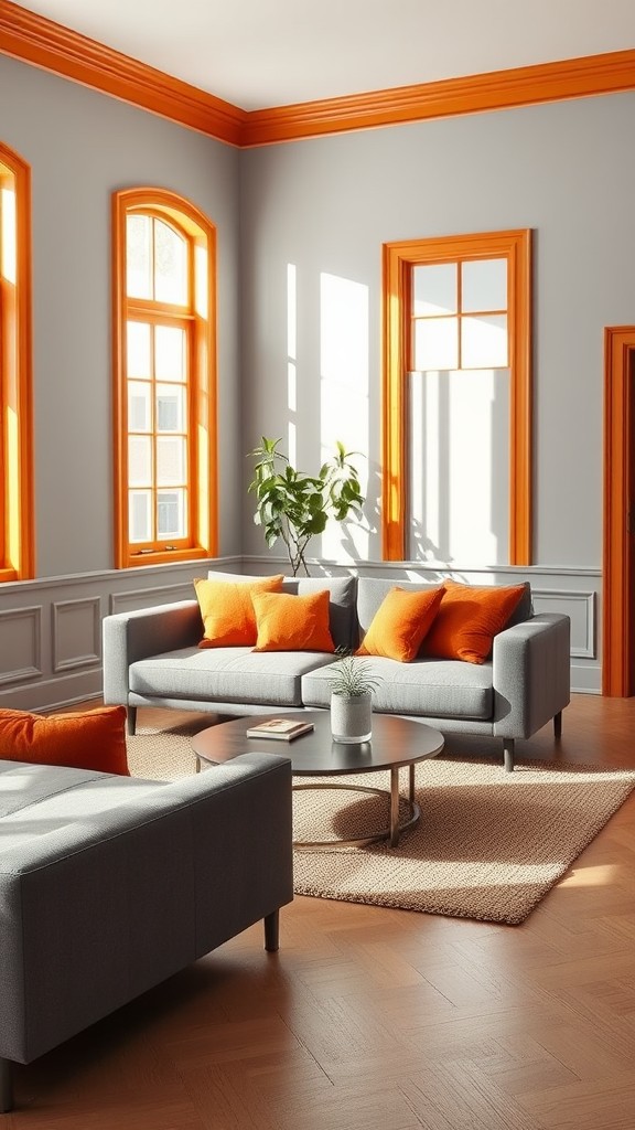 Combine Gray Baseboards with Orange Trim