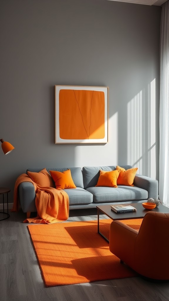 Combine Gray Walls with Orange Accents