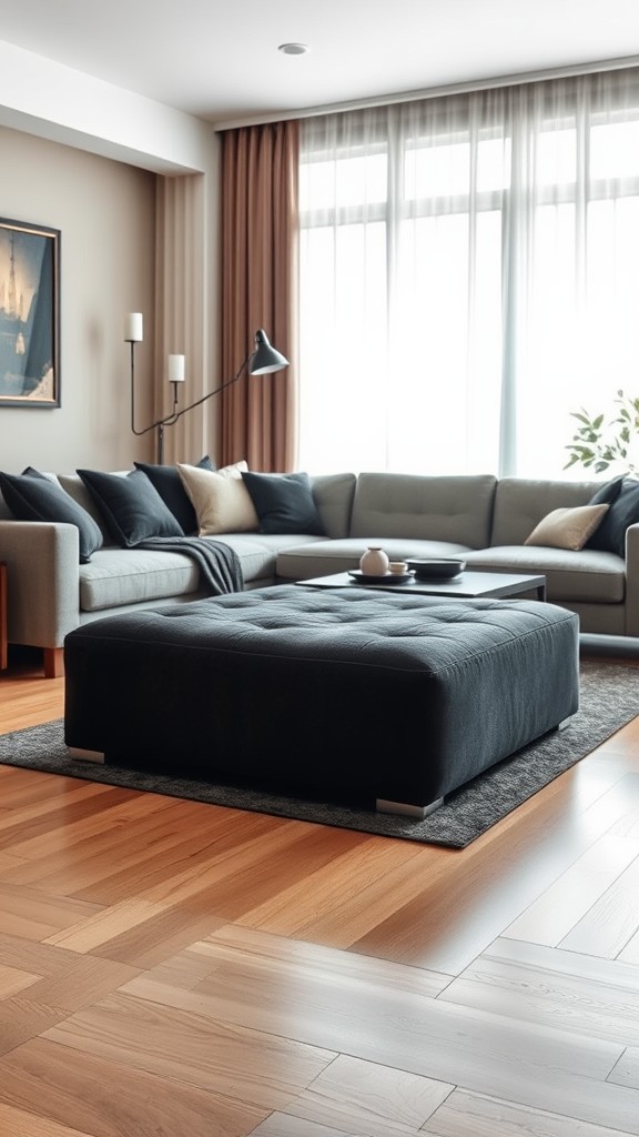 Contemporary Black and Brown Ottoman