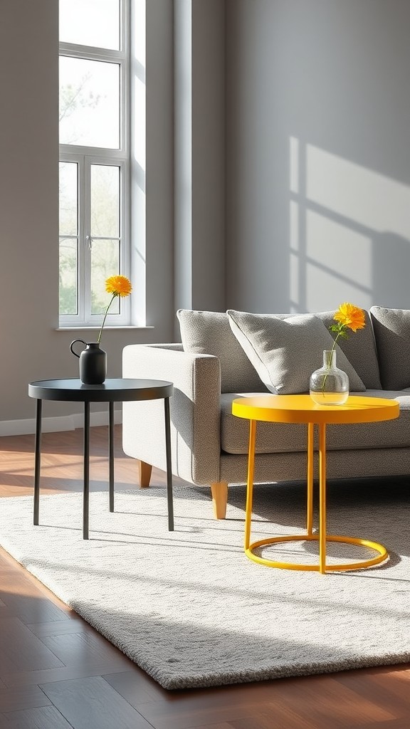 Contemporary Black and Yellow Accent Tables