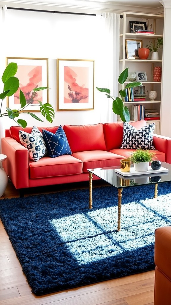 coral and navy living room decor ideas