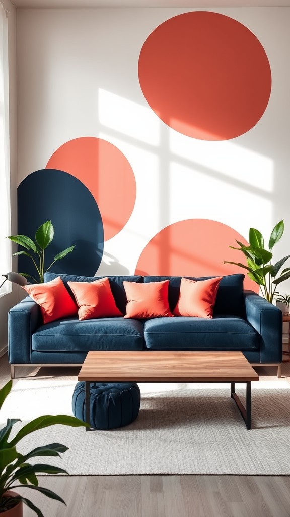 Coral and Navy Wall Murals