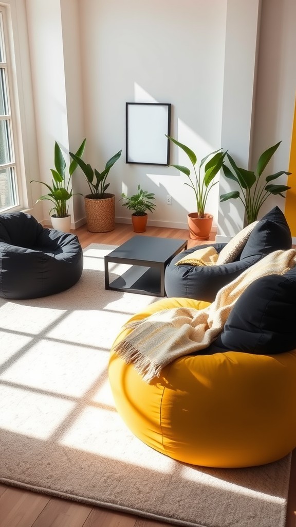 Cozy Black and Yellow Bean Bags