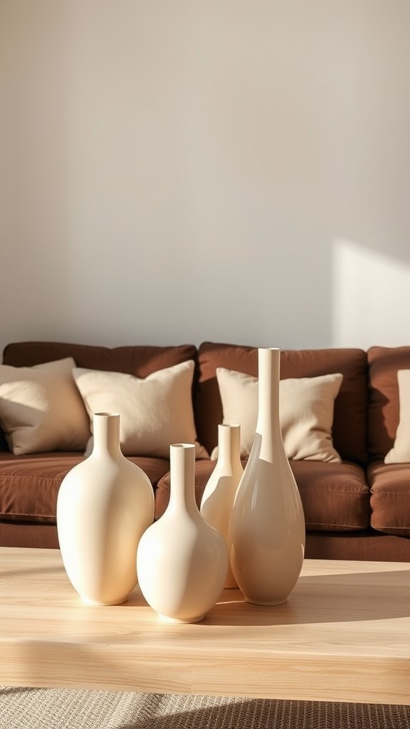 Cream-Colored Decorative Vases