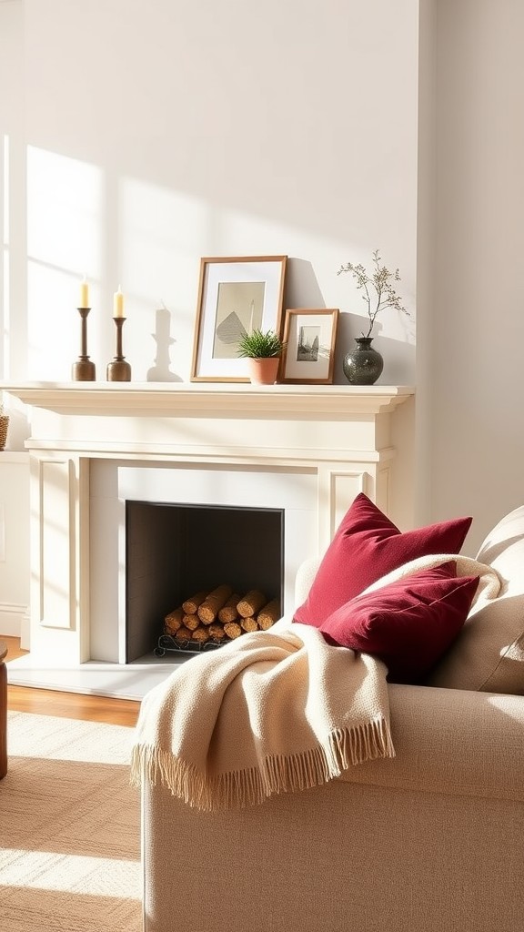 Cream-colored Fire Place Mantle