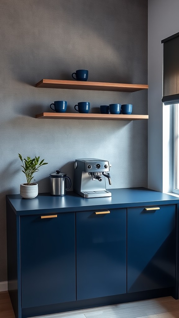 Create a Blue and Gray Themed Coffee Bar