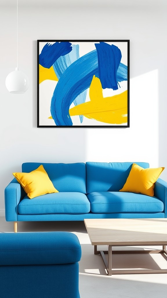 Decorative Wall Art in Blue and Yellow