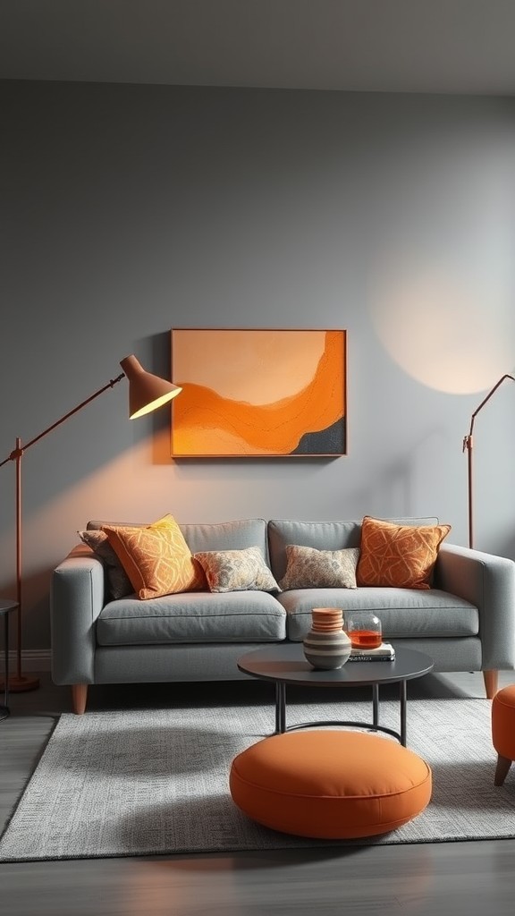 Design with Gray and Orange Lighting Fixtures