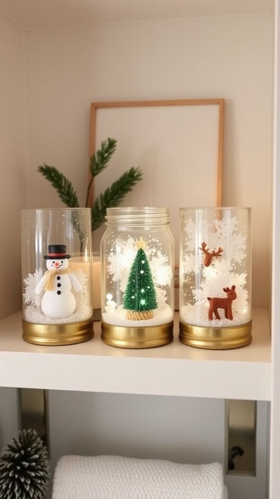 DIY Snow Globes on Shelves