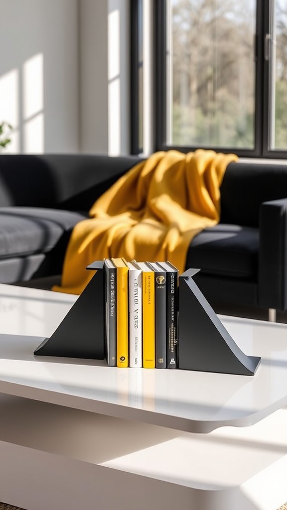 Dynamic Black and Yellow Bookends