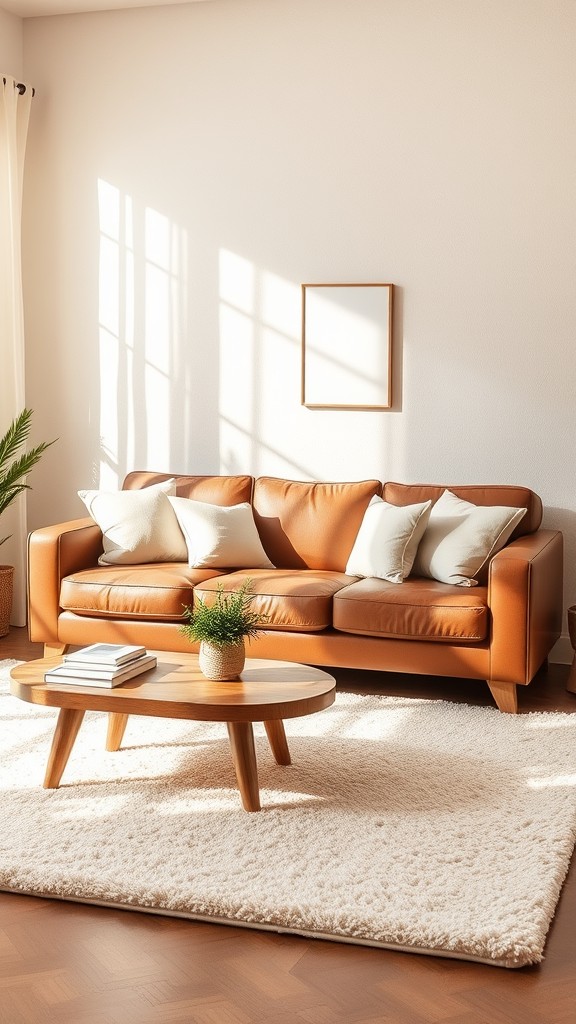 Earthy Brown Leather Sofa