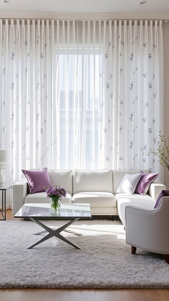 Elegant Purple and White Curtains