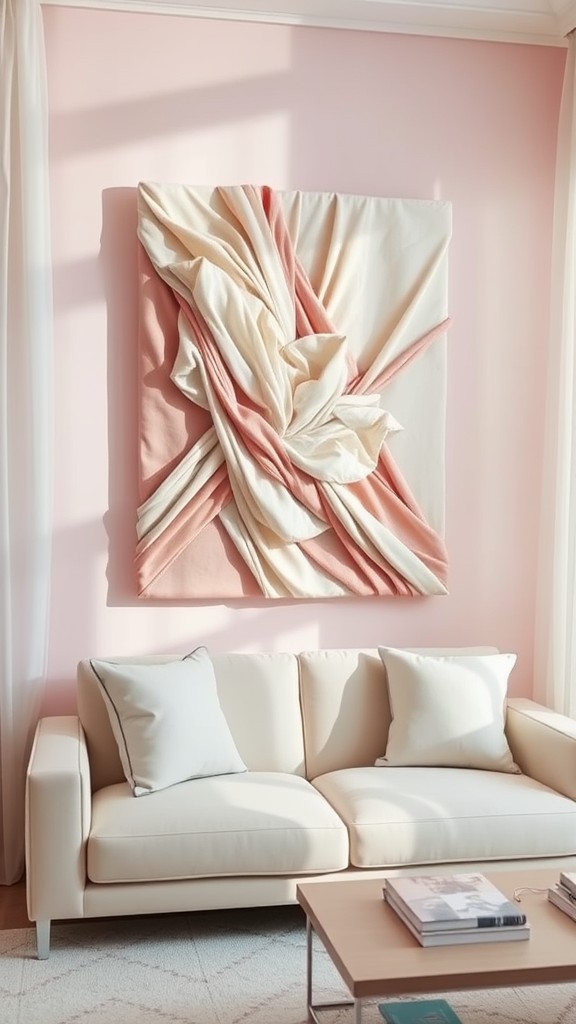 Fabric Wall Art in Pink and White