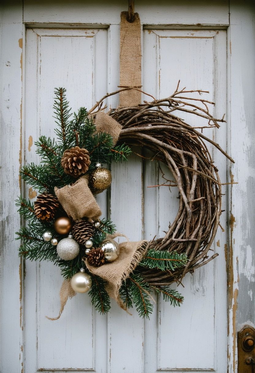 Farmhouse Style Wooden Wreath