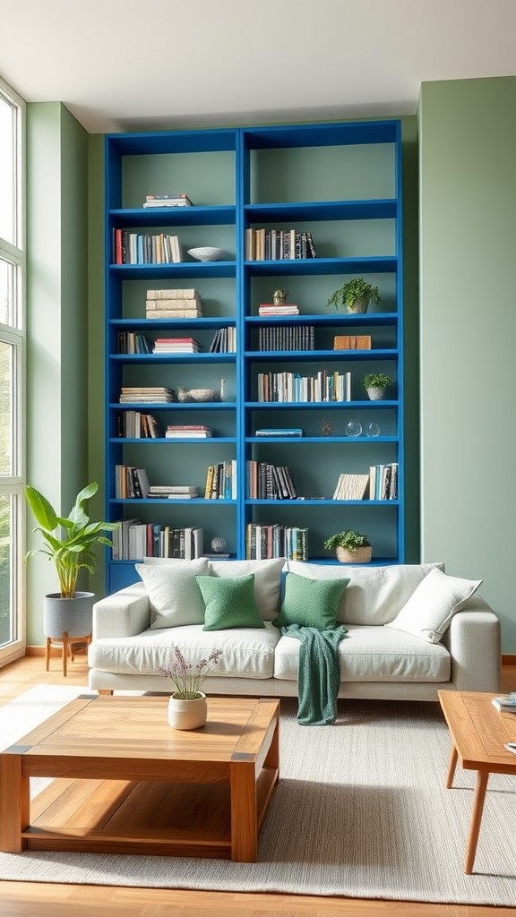 Feature a Blue Bookshelf