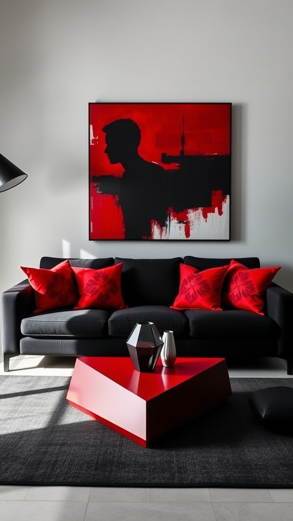 Geometric Red and Black Decor Items