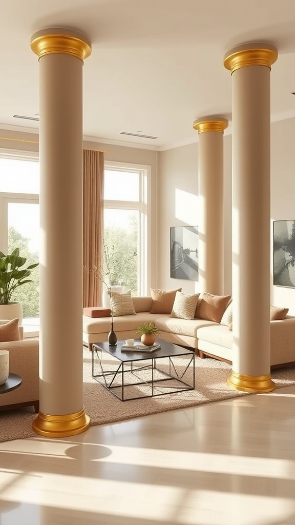 Gold and Beige Decorative Pillars