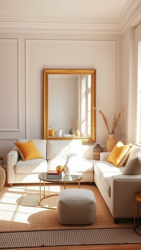 Gold-framed Mirrors to Enhance Light