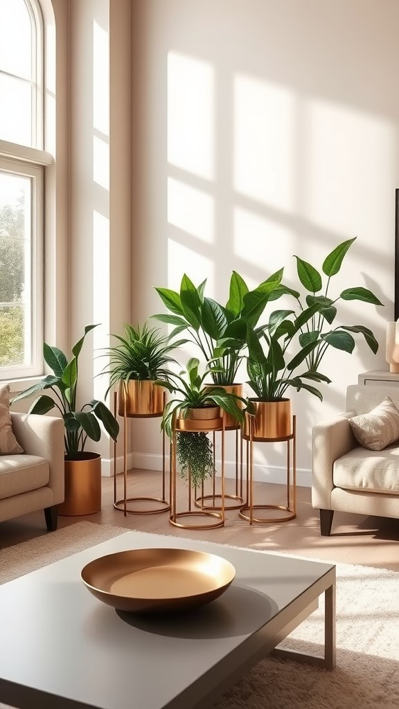 Gold Plant Stands for Indoor Plants