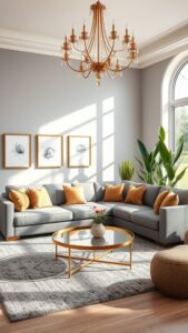 gray and gold living room decor ideas