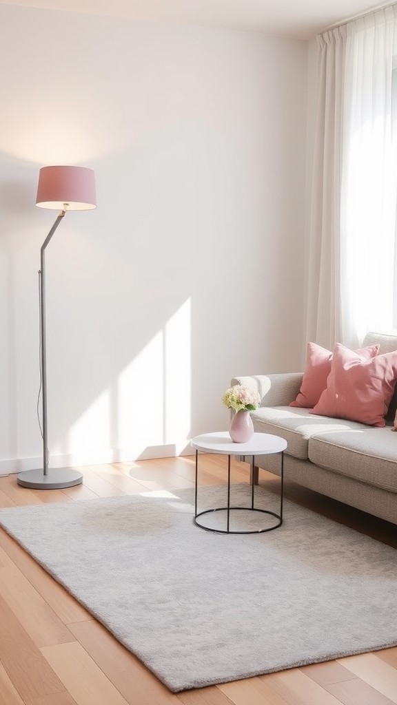 Gray Floor Lamps with Pink Shades